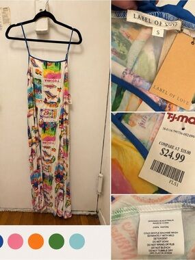Label of Love Women’s Multicolor Maxi Dress - Blue Trim